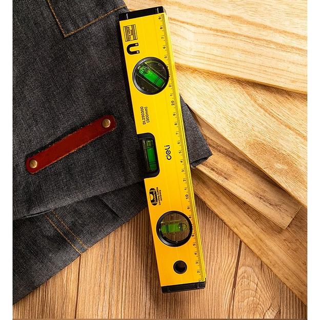 Измерительный и разметочный инструмент Deli Строительный уровень Deli DL290300 300мм, алюминиевый сплав, мягкие резиновые заглушки, магнит, измерение под углом 45° фото 5