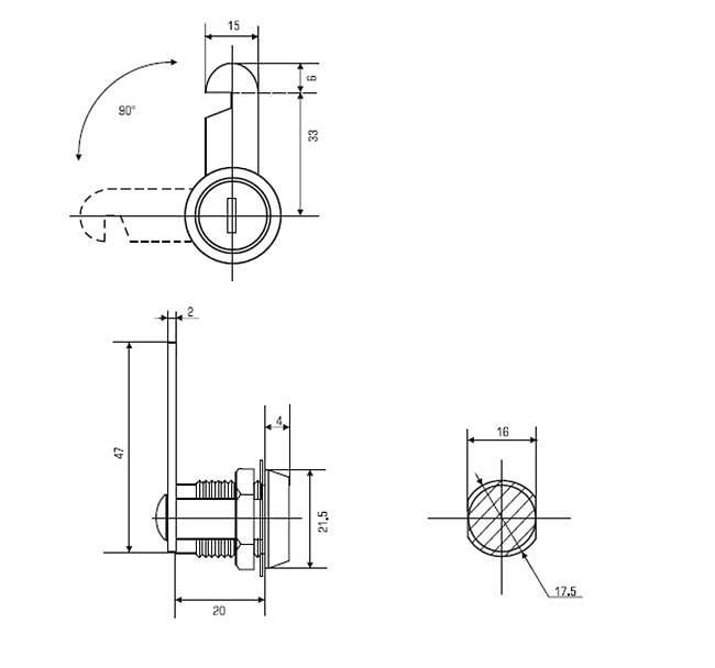 Почтовый замок Banggu 20 мм, ригель с вырезом фото 2