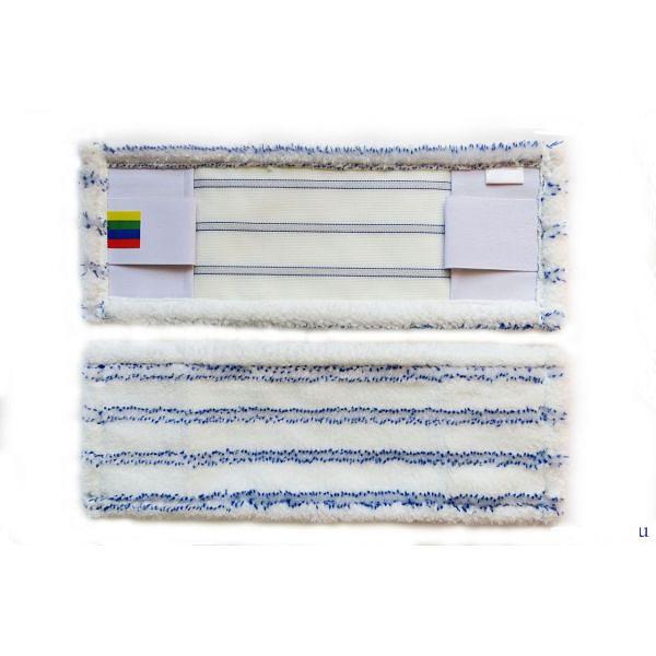 Моп плоский из белой микрофибры с мягкими абразивными полосками, 40 см, карман-язык, NV080 фото 2