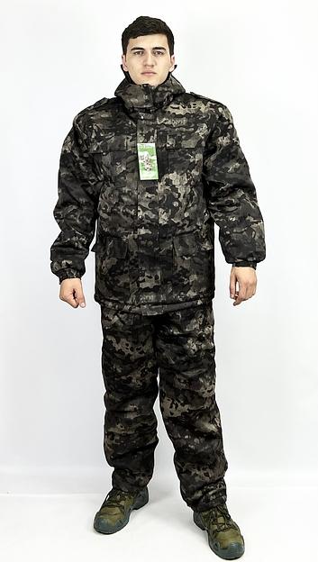 Костюм камуфляжный зимний, черные пятна, ткань «Грета», опт фото 1