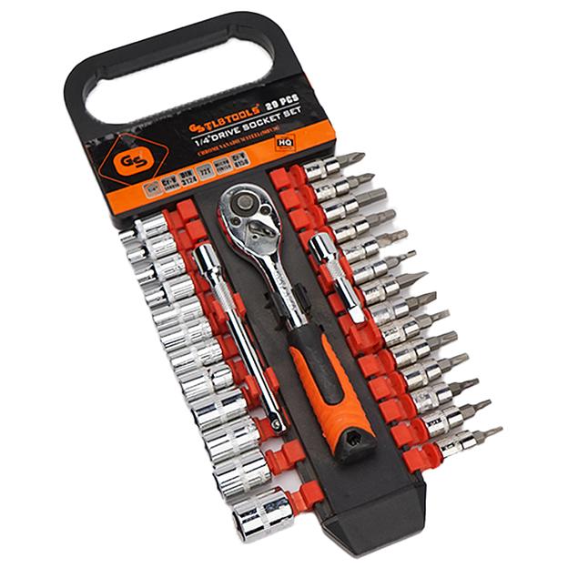 Набор головок 4-14 мм с трещоткой 1/4" 29 предметов TLB-1-4-29pcs фото 2