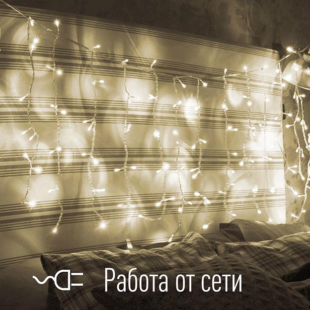 Гирлянда-Бахрома 1,8x0,5м 48LED, схема нитей 1/2/3/5/3/2 цвет свечения - теплый белый. Степень защиты IP20 для использования в помещении, возможность соединения до 3 шт от 220V фото 2