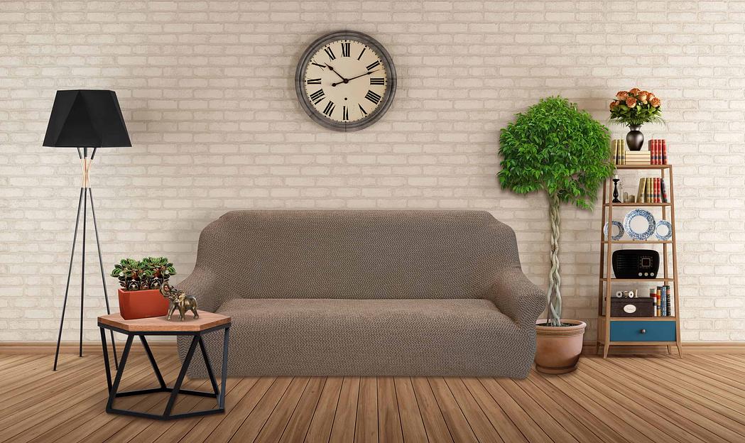 Чехол на трёхместный диван Чехлы&Пледы «Букле» какао ОПТ фото 6