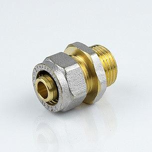 Муфта МП латунь никель обжимная 20х1/2" НР  AQUASFERA фото 1