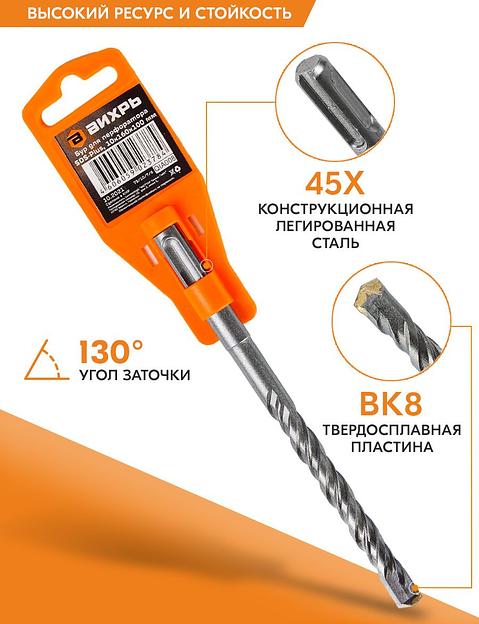Набор буров Вихрь 73/10/7/6 по бетону Д=10мм Дл=160мм (1пред.) для перфораторов фото 3