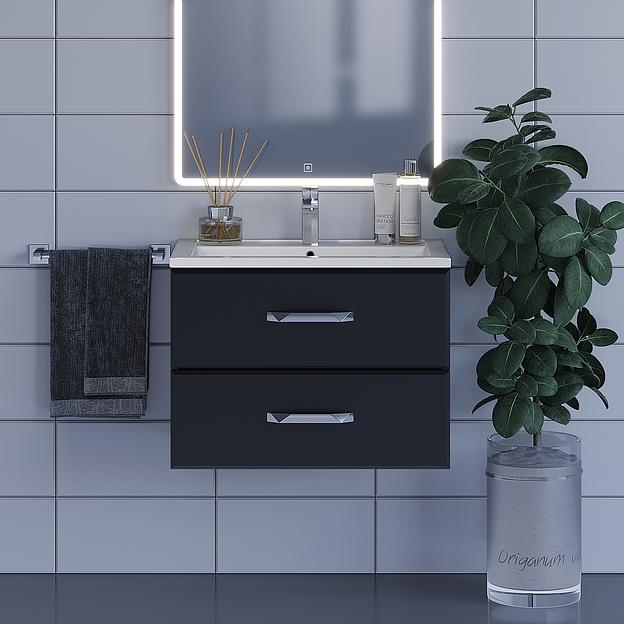 Тумба с раковиной для ванной Uperwood Foster 70 см, подвесная, черная фото 2