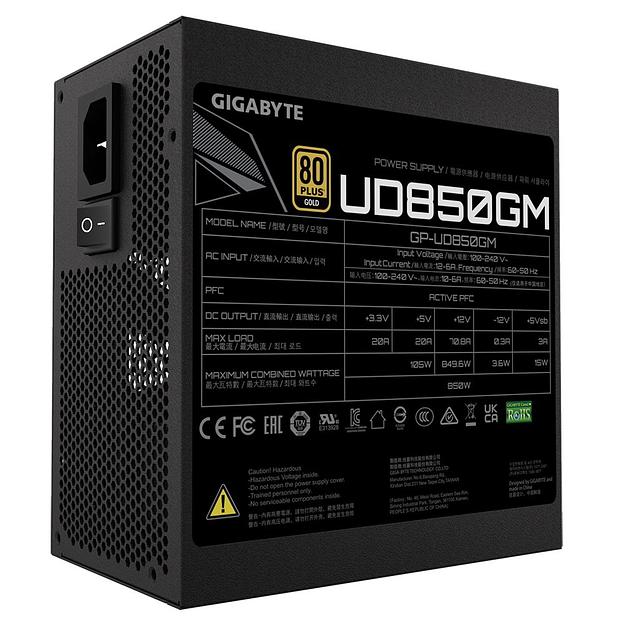 Блок питания Gigabyte ATX 850W GP-UD850GM 80+ gold 24+2x(4+4) pin APFC 120mm fan 8xSATA Cab Manag RTL фото 6