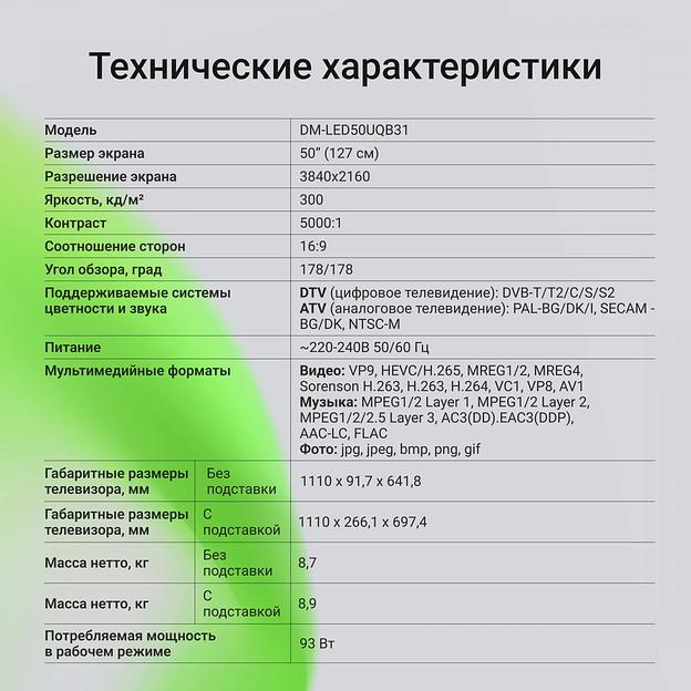 Телевизор QLED Digma 50" DM-LED50UQB31 Google TV Frameless Metal черный/черный 4K Ultra HD 60Hz MEMC DVB-T DVB-T2 DVB-C DVB-S DVB-S2 USB WiFi Smart TV фото 7