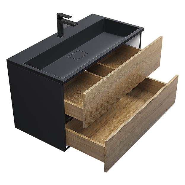 Тумба под раковину для ванной Uperwood Barsa 90 см, подвесная, черная/дуб сонома фото 9