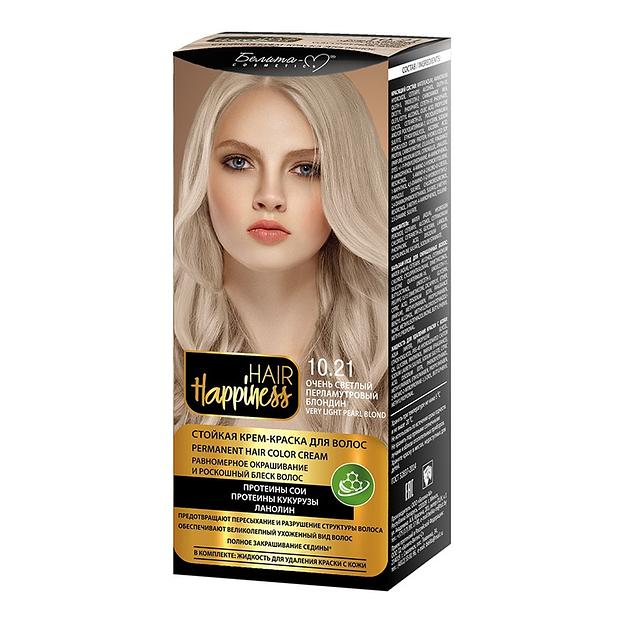 Белита-м hair happiness краска для волос тон № 10.21 очень светлый перламутровый блондин фото 1