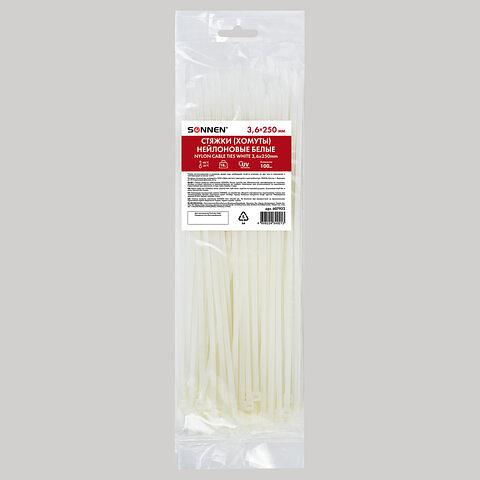 Стяжка (хомут) нейлоновая сверхпрочная Power Lock, 3.6×250 мм, белая, Sonnen, 607922, опт фото 1