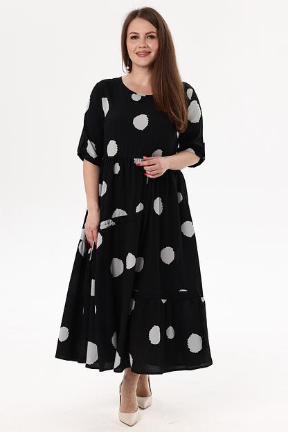 Платье штапель  6079/01/Черный, серый  фото 7