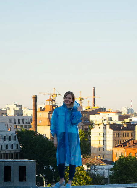 Плотный дождевик на липучках шитый, синий фото 3