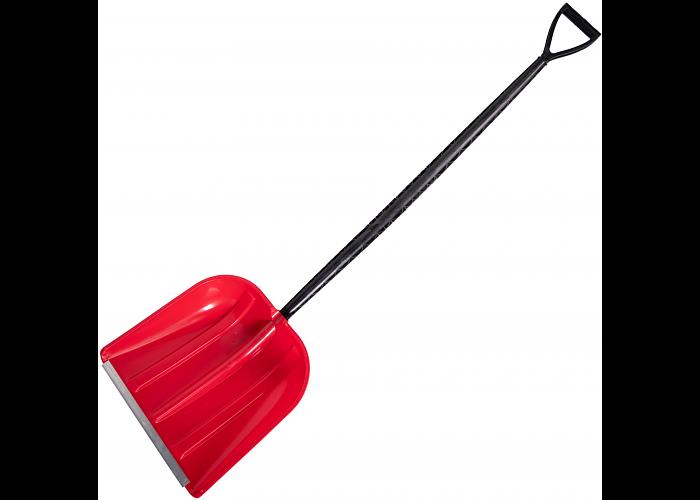 Лопата снеговая 410×420 мм алюминиевая планка цветная с полипропиленовым черенком опт фото 1