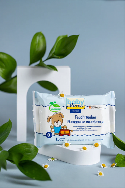 Набор влажных салфеток Babyline для прогулок и путешествий, с алоэ вера и ромашкой 15+15 шт ОПТ фото 6