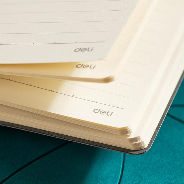 Блокнот Deli EN126LGREEN A5 210х143мм искусст. кожа 96л линейка мягкая обложка бирюзовый фото 3