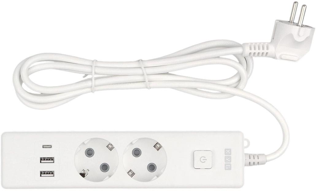 PowerCube Бытовой удлинитель (PC-4-2M) 2р с/з вык.,3USB, 3500 Вт, 16А, 1.9 м, 3*1,0 (белый) {22301} фото 1