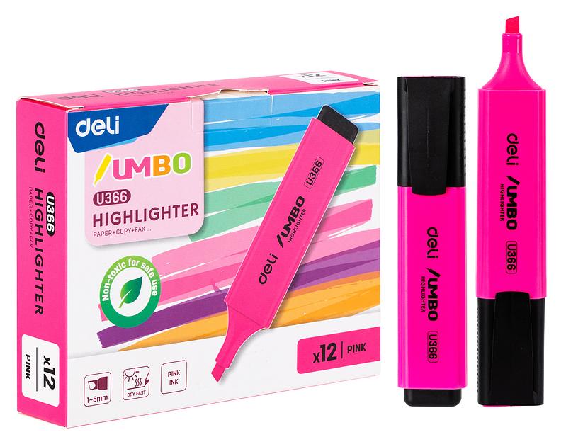Текстовыделитель Deli EU366-PK Jumbo скошенный пиш. наконечник 1-5мм розовый фото 1