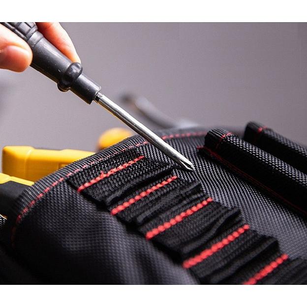 Ящики, сумки для инструментов Deli Поясная сумка монтажника Deli DL5865 250 x 250 x 110мм, 7 карманов, ткань Оксфорд 1680D, кожанные боковые карманы фото 6