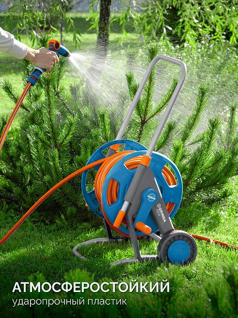 GRINDA HCK-25, шланг 25м x 1/2″, поливочный набор 4 предмета, усиленные колеса, телескопическая ручка, катушка со шлангом в комплект ProLine (428461) фото 6