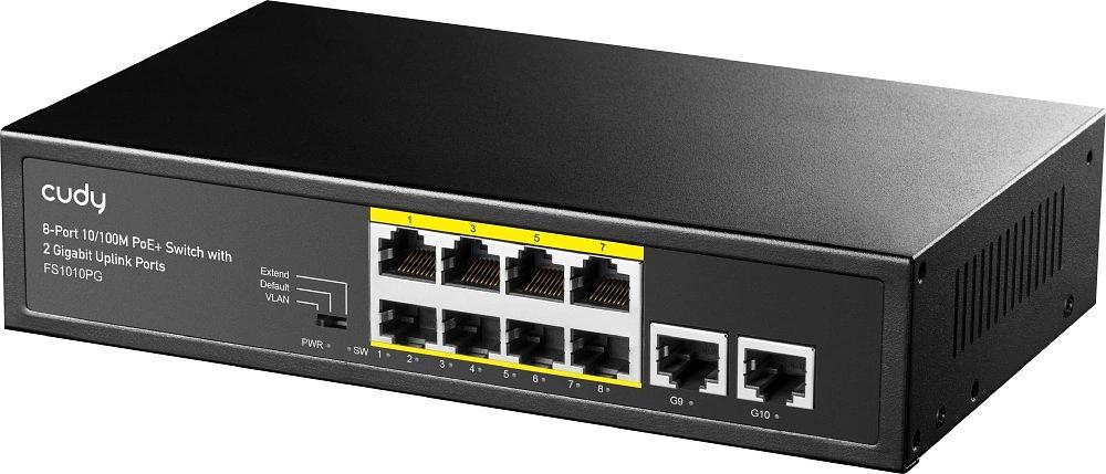 Коммутатор Cudy FS1010PG (L2) 8x100Мбит/с 2x1Гбит/с 8PoE+ 120W неуправляемый фото 1