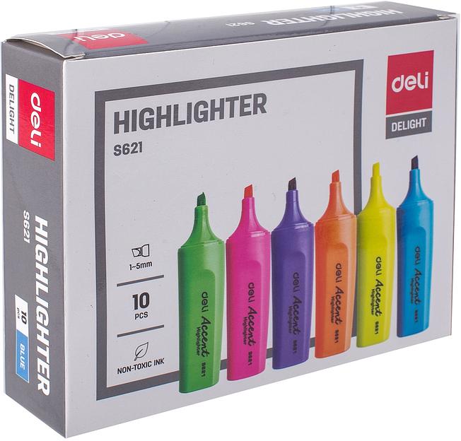 Набор текстовыделителей Deli Accent ES621BLUE-P Delight скошенный пиш. наконечник 1-5мм синий (10шт.) фото 8
