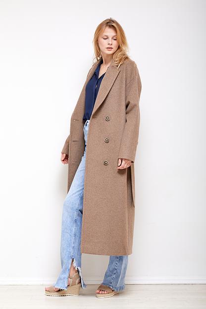 Женское демисезонное пальто двубортное Mmoda свeтлo-бeжeвый, арт.22027НД фото 4