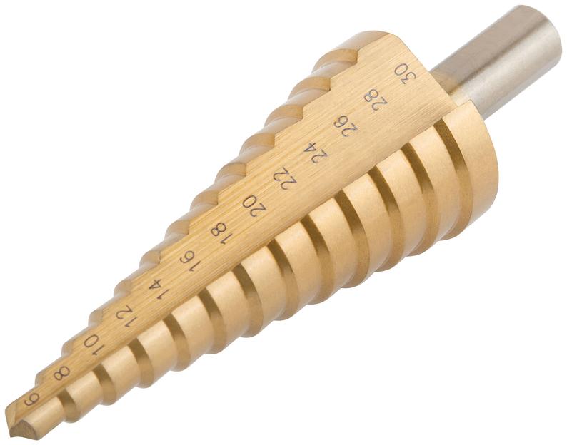 Сверло ступенчатое HSS по металлу, 13 ступеней, 6-30 мм фото 2