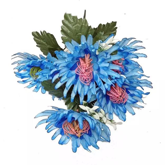 Букет с васильками 6 голов с зеленью 45см 429-784 фото 2