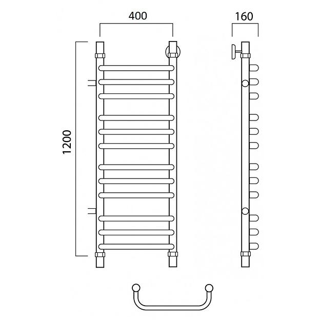 Полотенцесушитель водяной Роснерж Скоба L102011 120x40 с боковым подключением 700 групповой фото 2