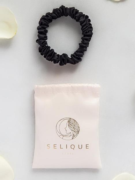 Шёлковая резинка для волос Basic «Black Shine» ОПТ фото 10