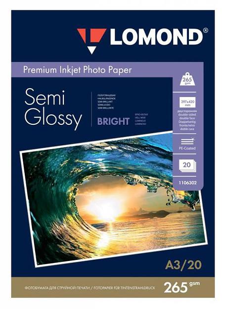 Фотобумага Lomond 1106302 A3/265г/м2/20л./белый полуглянцевое/полуглянцевое для струйной печати фото 1