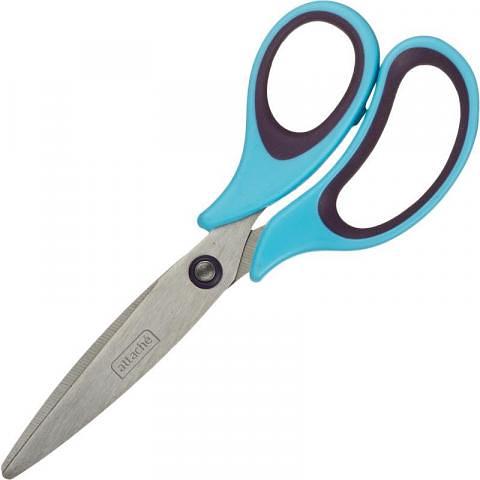 Ножницы из нерж. стали 170 мм, Town, обрезиненные ручки, фиолет/голубой Attache фото 1