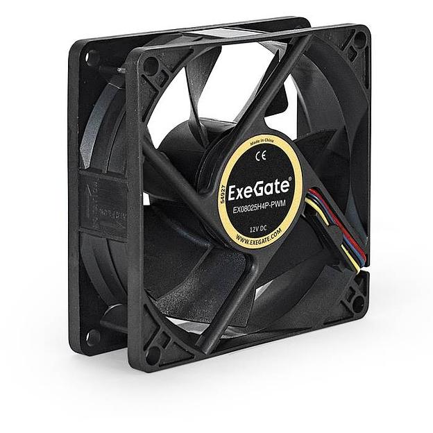 Exegate EX283379RUS Вентилятор ExeGate E08025H4P-PWM, 80x80x25 мм, гидродинамический, 4pin, PWM, 23dBA фото 1