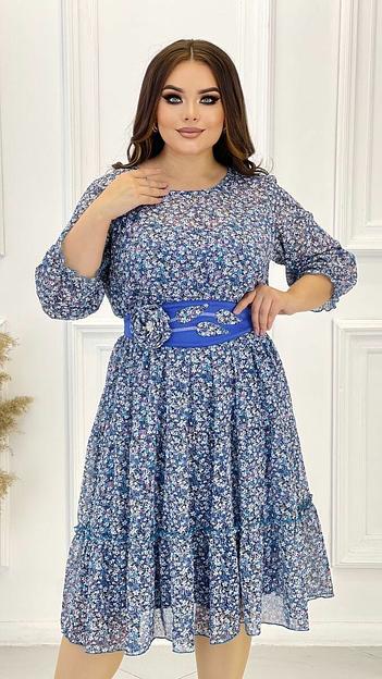 Платье с поясом в цветочек, Опт фото 1