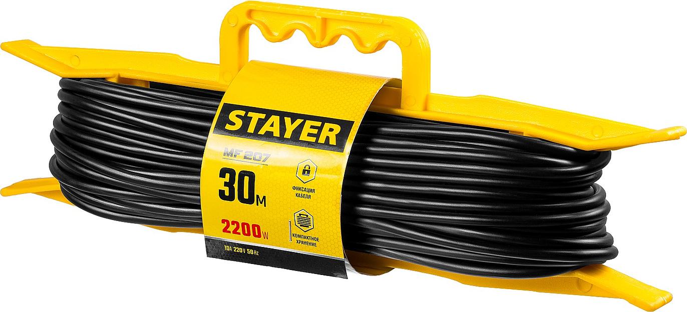 STAYER MF-207, ПВС, 2 x 0.75 мм2, 30 м, 2200 Вт, силовой удлинитель-шнур на рамке (55018-30) фото 5