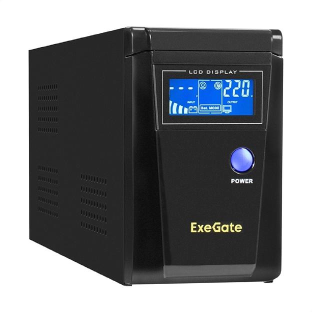 Exegate EX295980RUS ИБП (инвертор, синус, для котла) ExeGate SineTower SN-600.LCD.AVR.2SH <600VA/360W, чистая синусоида, LCD дисплей, AVR, 2*Schuko, линейно-интерактивный, Black> фото 1