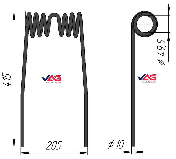 Зуб пружинный на борону пружинную БС-24.06.07 ОПТ фото 2