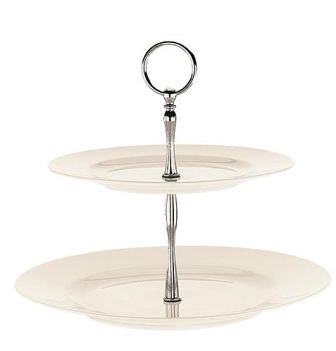 Этажерка 2-х ярусная d=25/27 см. h=24,5 см. Белый /1/6/ фото 1