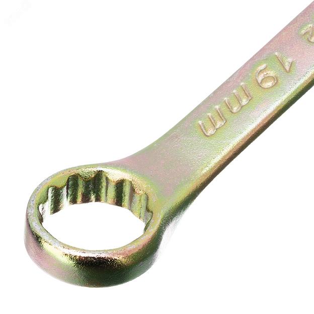 Ключ комбинированный, 19 мм, желтый цинк фото 3