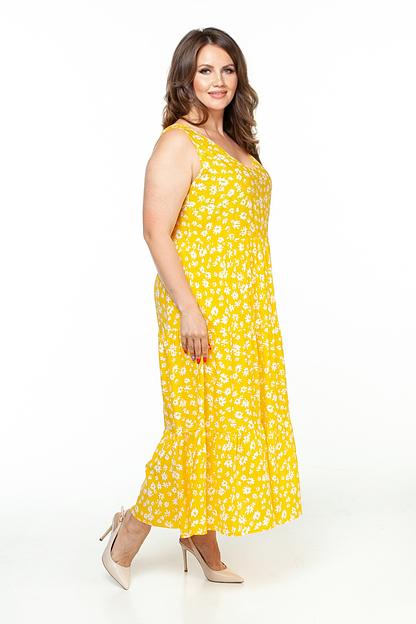 Платье штапель  5944/07/Желтый, белый  фото 3