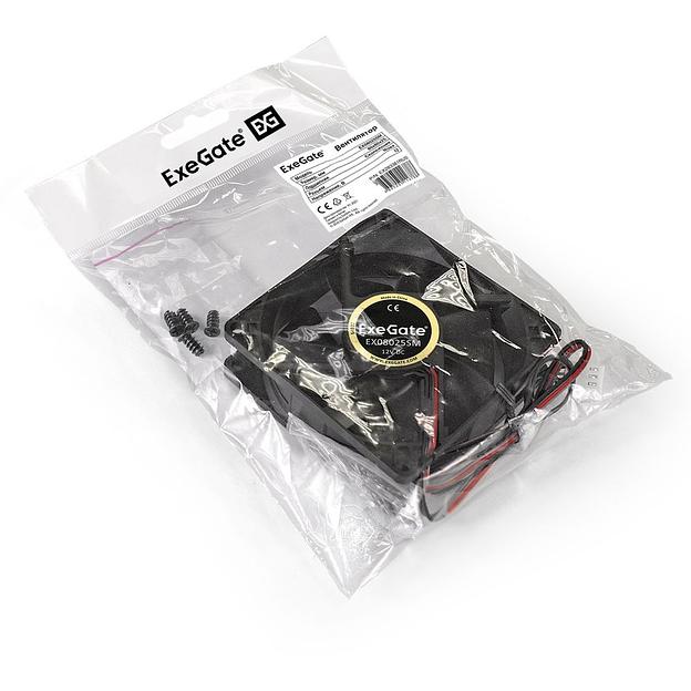 Exegate EX283381RUS Вентилятор ExeGate EX08025SM, 80x80x25 мм, Sleeve bearing (подшипник скольжения), Molex, 2000RPM, 25dBA фото 5