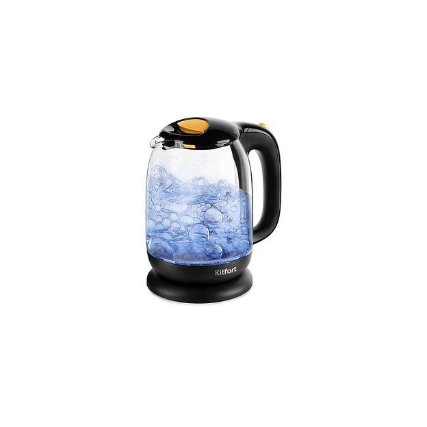 Чайник электрический KitFort КТ-625-4, 2200Вт, черный и желтый фото 1