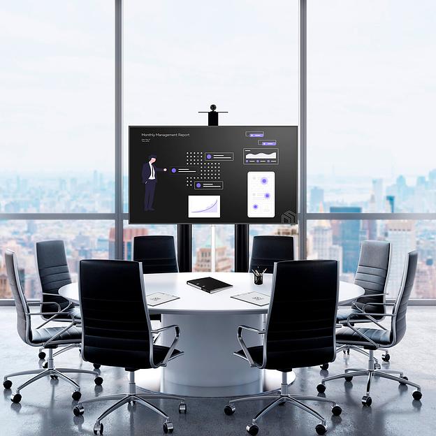 Стойка моторизированная с кронштейном 55"-100", мобильная, чёрная фото 8