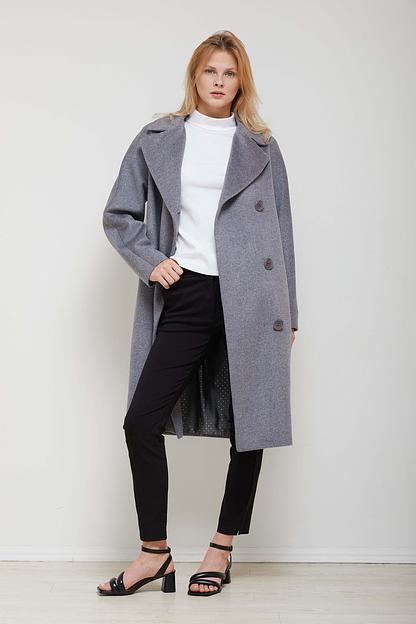 Женское демисезонное пальто двубортное Mmoda серый, арт.2202662-1 фото 2