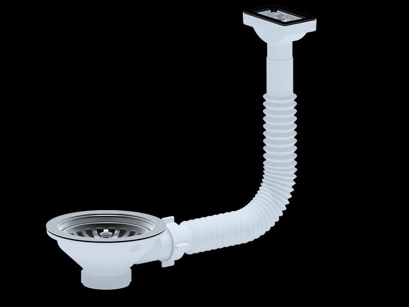 Перелив для мойки 3 1/2' с прямоугольным горизонтальным корпусом фото 1