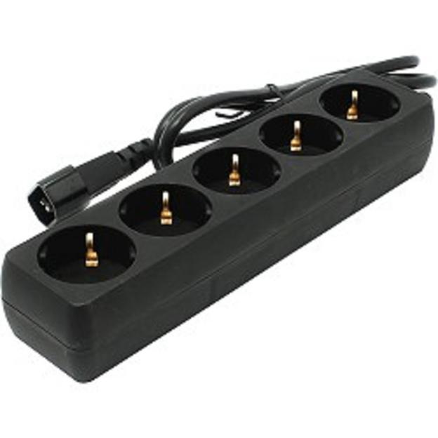 Exegate EX221201RUS Сетевой фильтр Exegate SPU-5-1.2B (5 розеток, 1.2м, UPS вилка, черный) фото 1