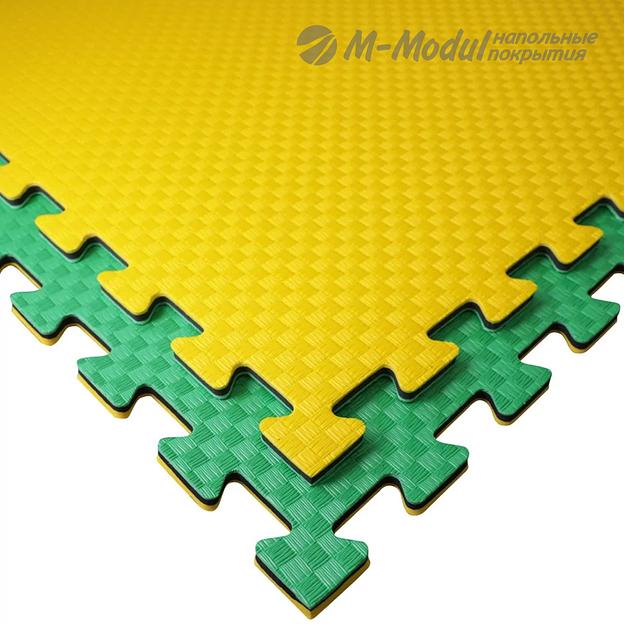Модульное покрытие повышенной жесткости для спортзалов и игровых 100x100 см, толщина 2,5 см, Цвет Желто-зеленый, Толщина модуля 15 мм. фото 1