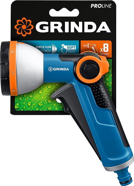 GRINDA X-8, с регулятором напора, 8 режимов, курок спереди, двухкомпонентный, поливочный пистолет, PROLine (8-427145) фото 5