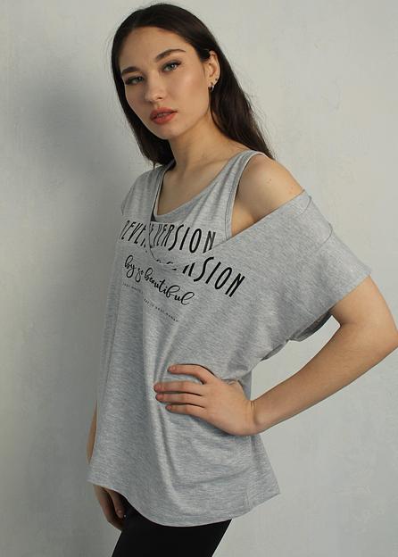 Футболка-топ женская Verenika «Прима» серый меланж 46 ОПТ фото 5